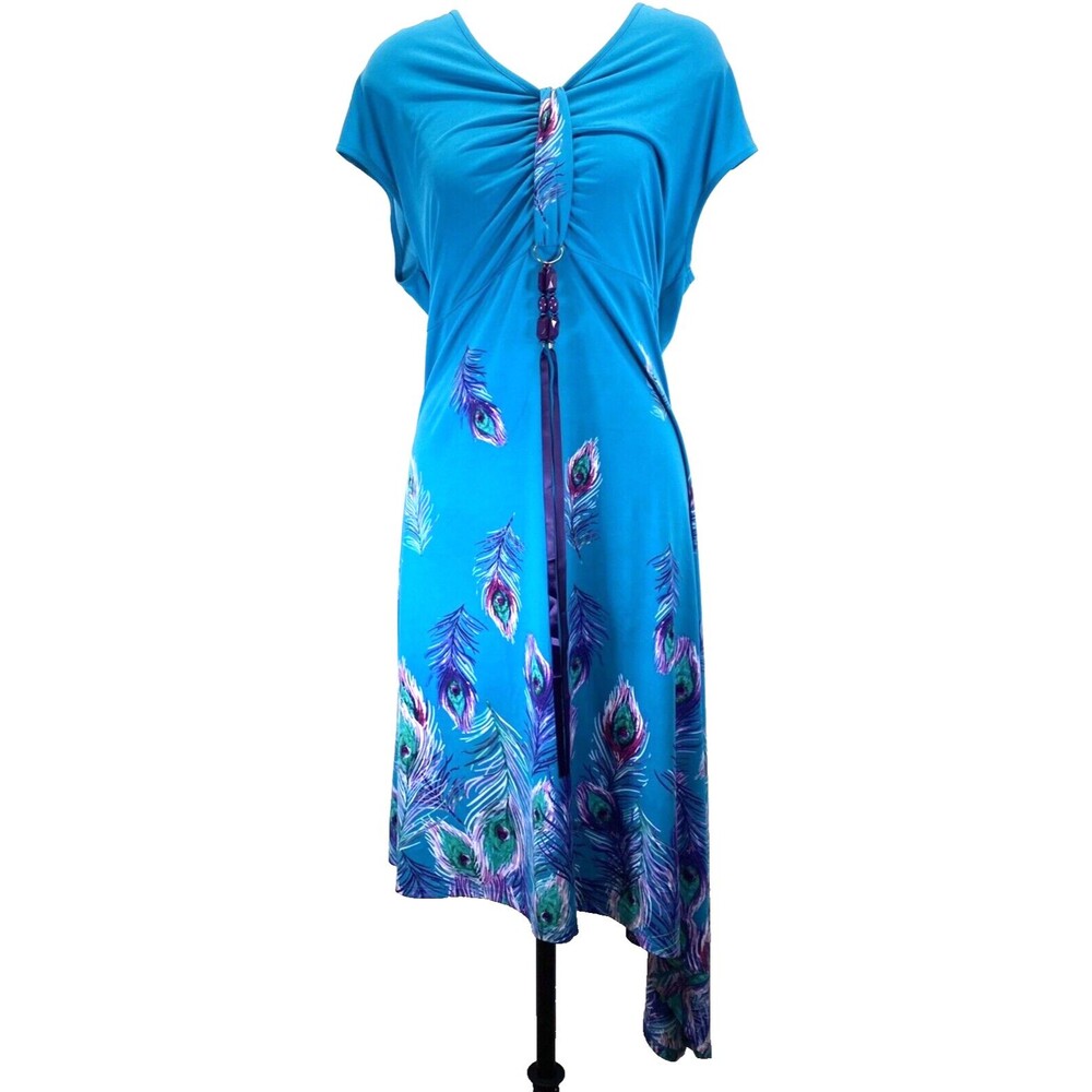 Seventh Avenue Dress Womens Size XL Empire Waist A-Line Stretch Asymmetrical Hem